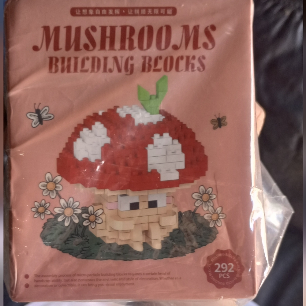 Mushroom Building Blocks Puzzle - Red, White, and Green